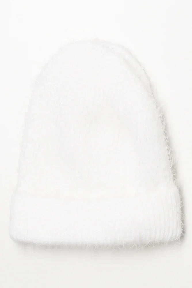 Fuzzy Beanie White