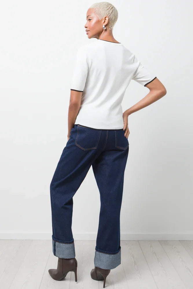 Ballerina Sleeve Crew Neck T-Shirt White (2)