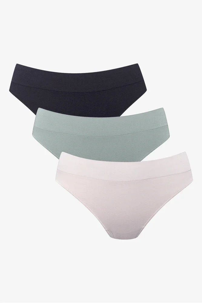 3 Pack Seamfree Thongs Black, Green And Pink