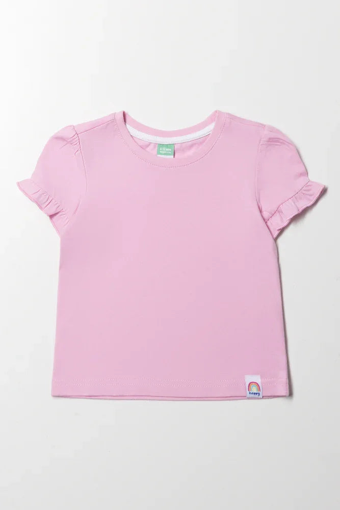 Frill Sleeve T-Shirt Pink