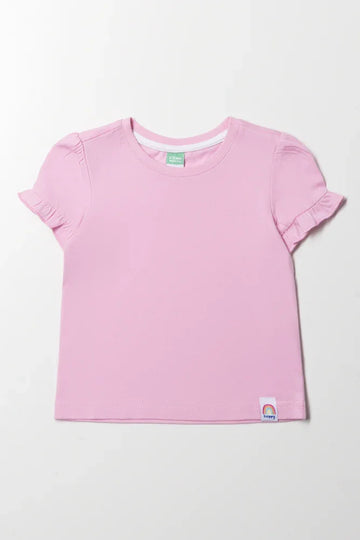 Frill Sleeve T-Shirt Pink