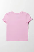 Frill Sleeve T-Shirt Pink (2)