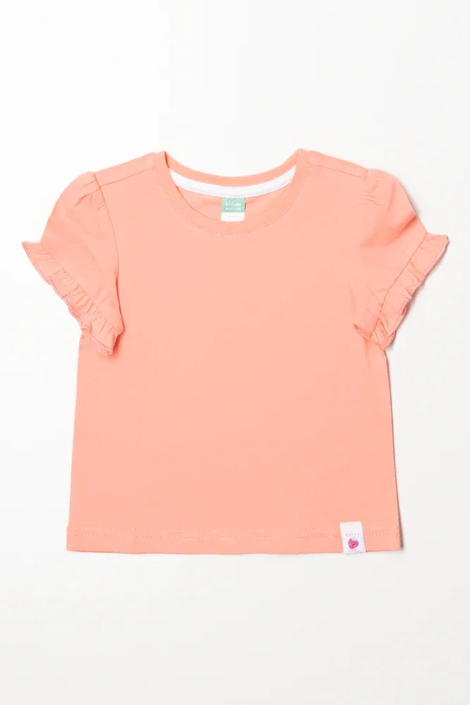Frill Sleeve T-Shirt Pink