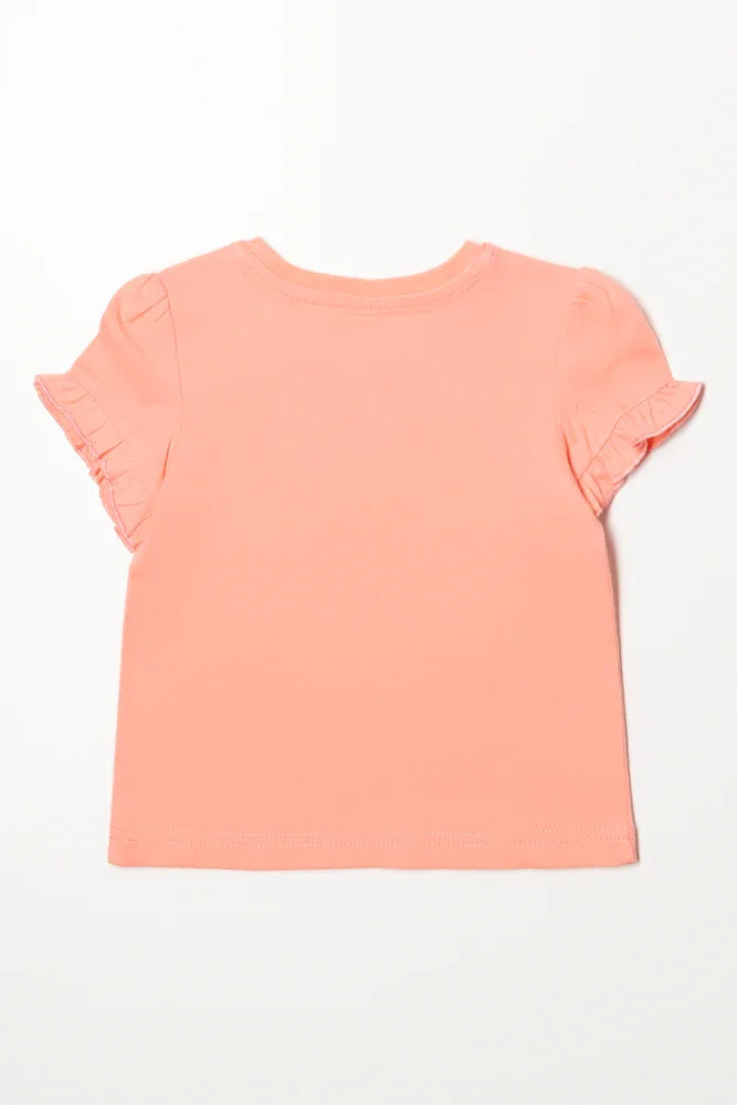 Frill Sleeve T-Shirt Pink (2)