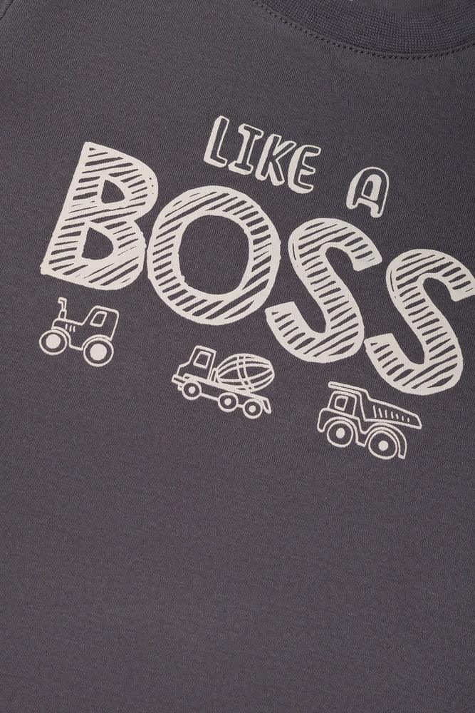 2 Pack Like A Boss T-Shirts Grey And Natural