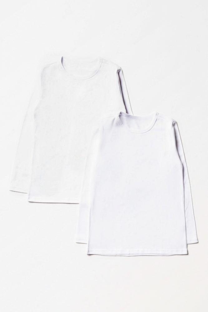 2 Pack Long Sleeve Vests White