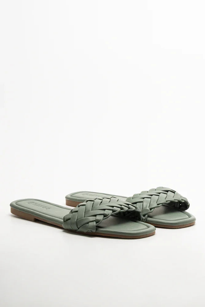 Weave Mule Sandal Green