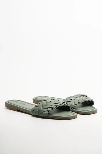 Weave Mule Sandal Green