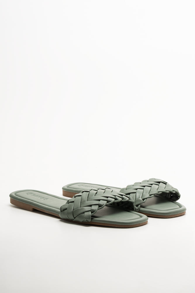 Weave Mule Sandal Green