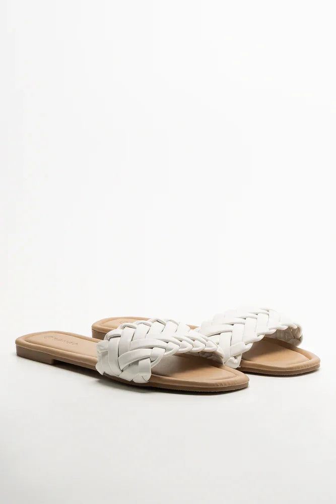 Weave Mule Sandal White
