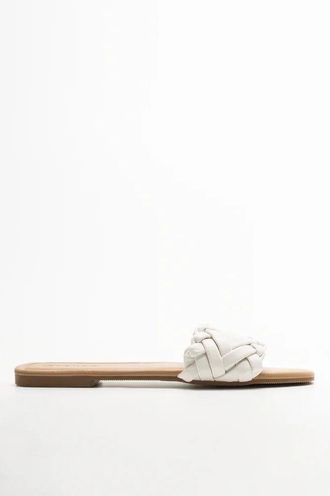 Weave Mule Sandal White