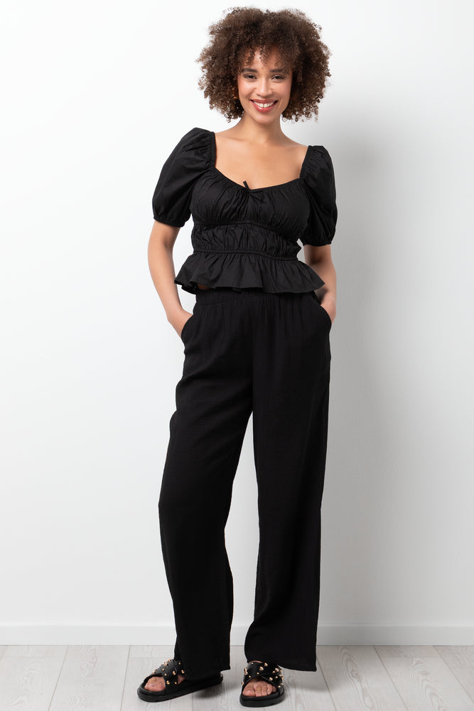 Crinkle Pants Black