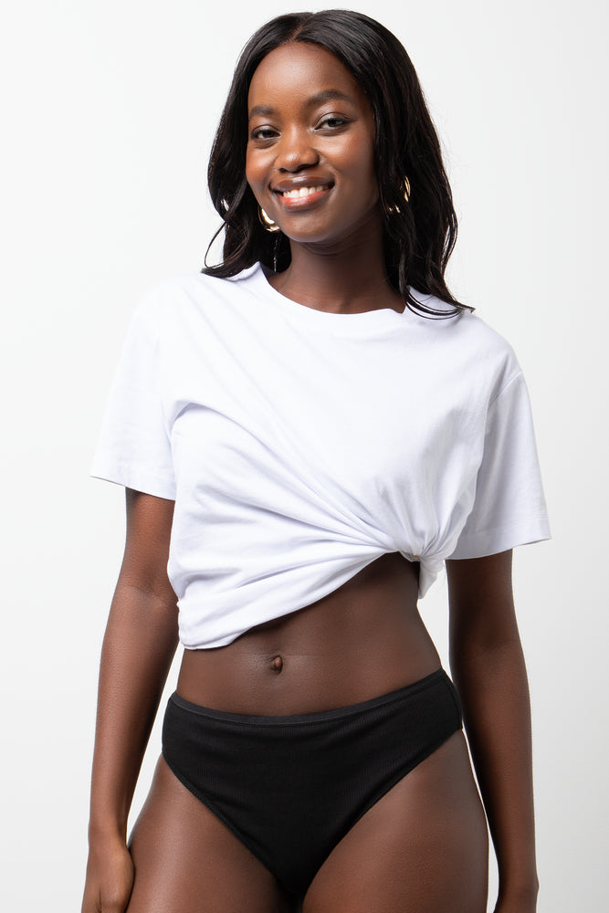 3 Pack Rib Brazilian Panties Black