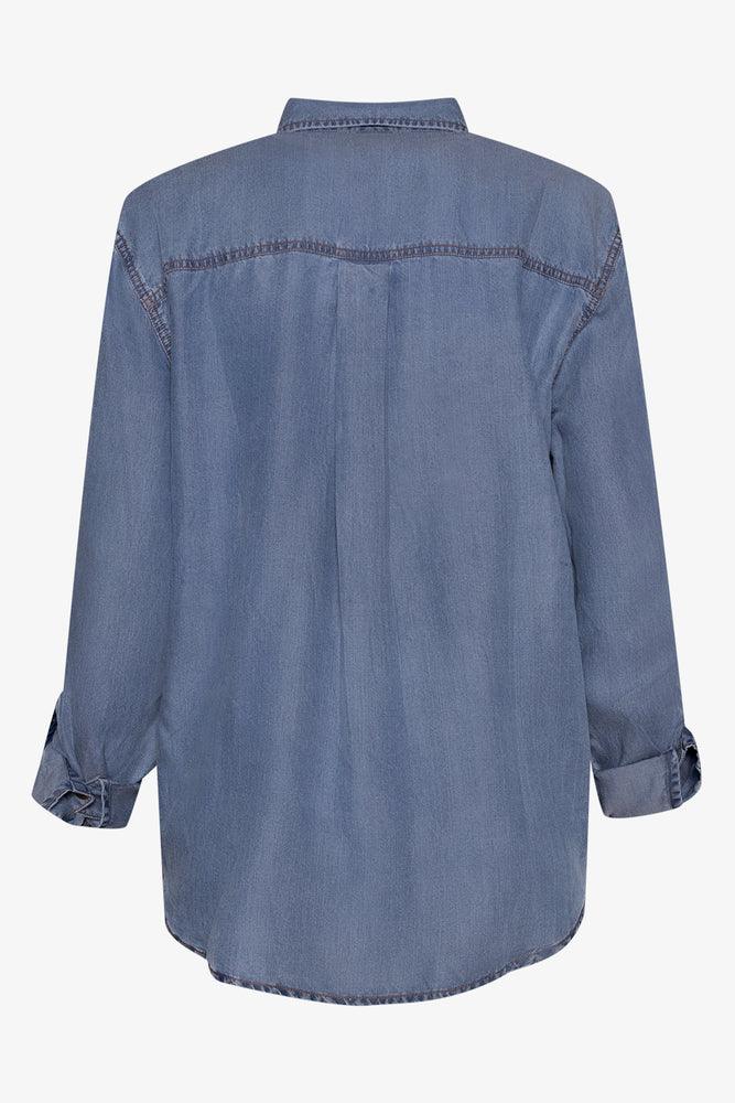 Long Sleeve Denim Shirt Blue