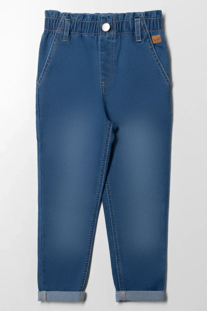 Mini Mom Paperbag Denim Jeans Blue