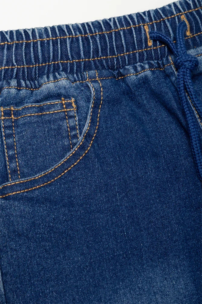 Pull On Denim Shorts Blue