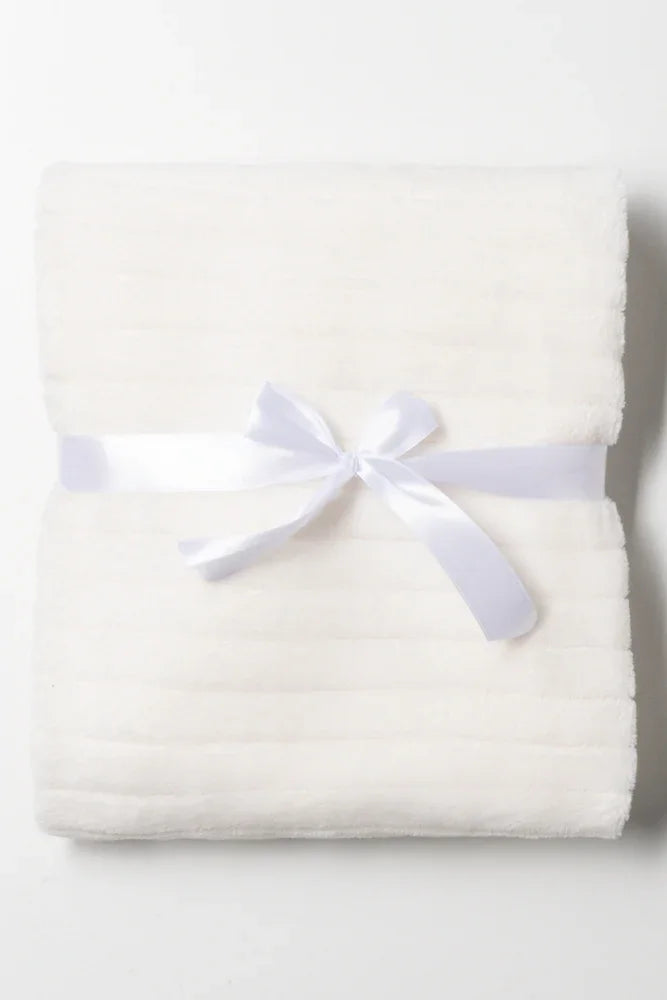 Rib Waffle Blanket White