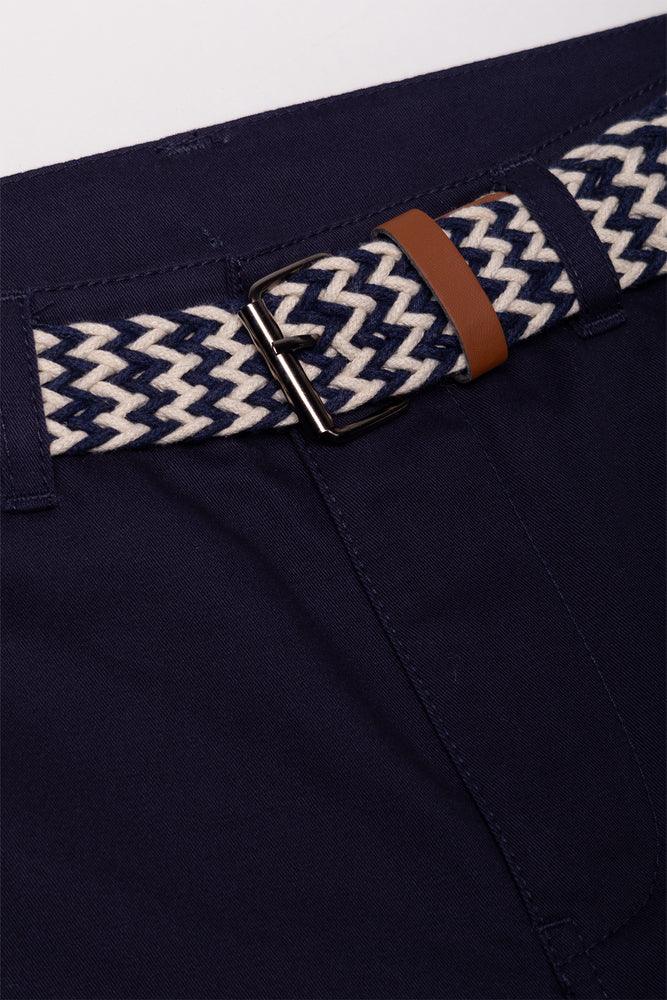 Belted Chino Shorts Navy