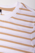 Short Sleeve Stripe T-Shirt White And Brown (1)