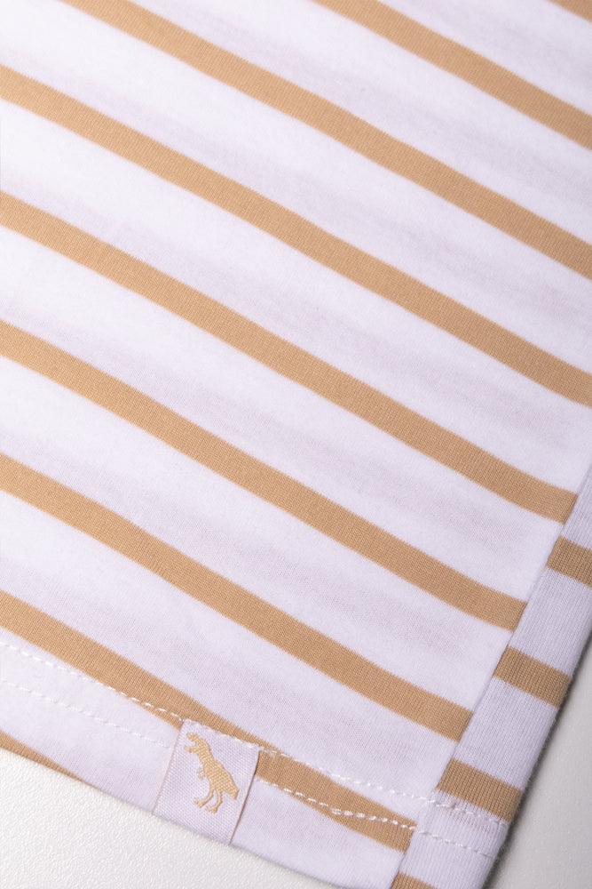 Short Sleeve Stripe T-Shirt White And Brown (2)