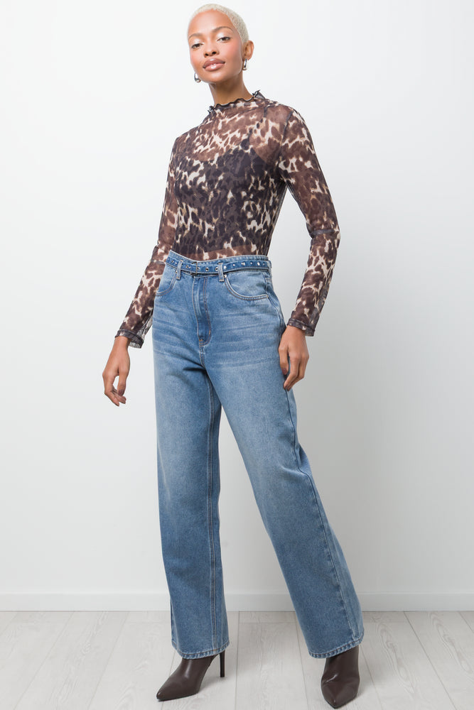 Wide Leg Denim Jeans Blue