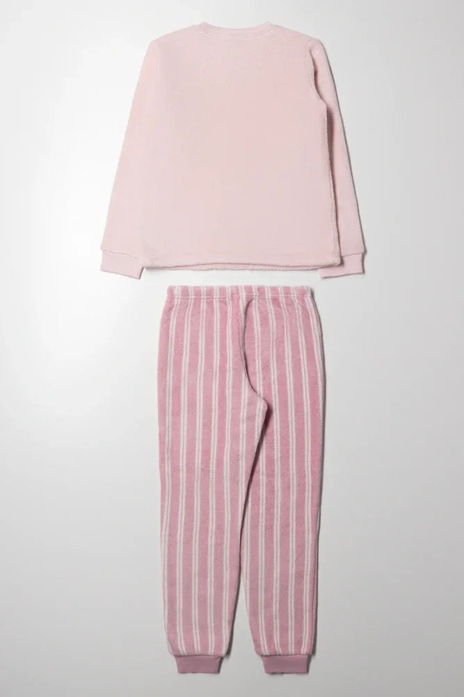 Fleece Popcorn Pyjamas Pink (3)