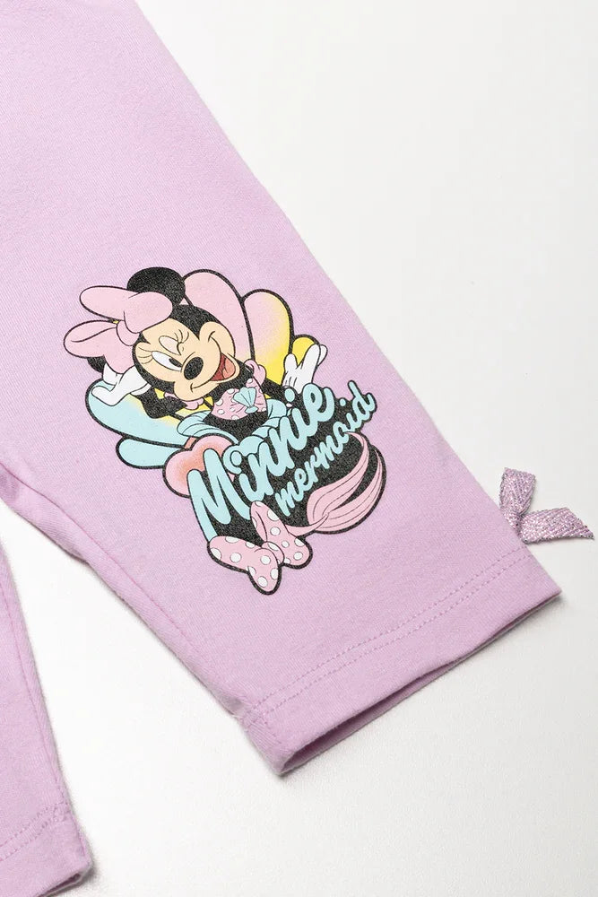 Minnie Mouse 2 Pack Cropped Leggings White And Lilac