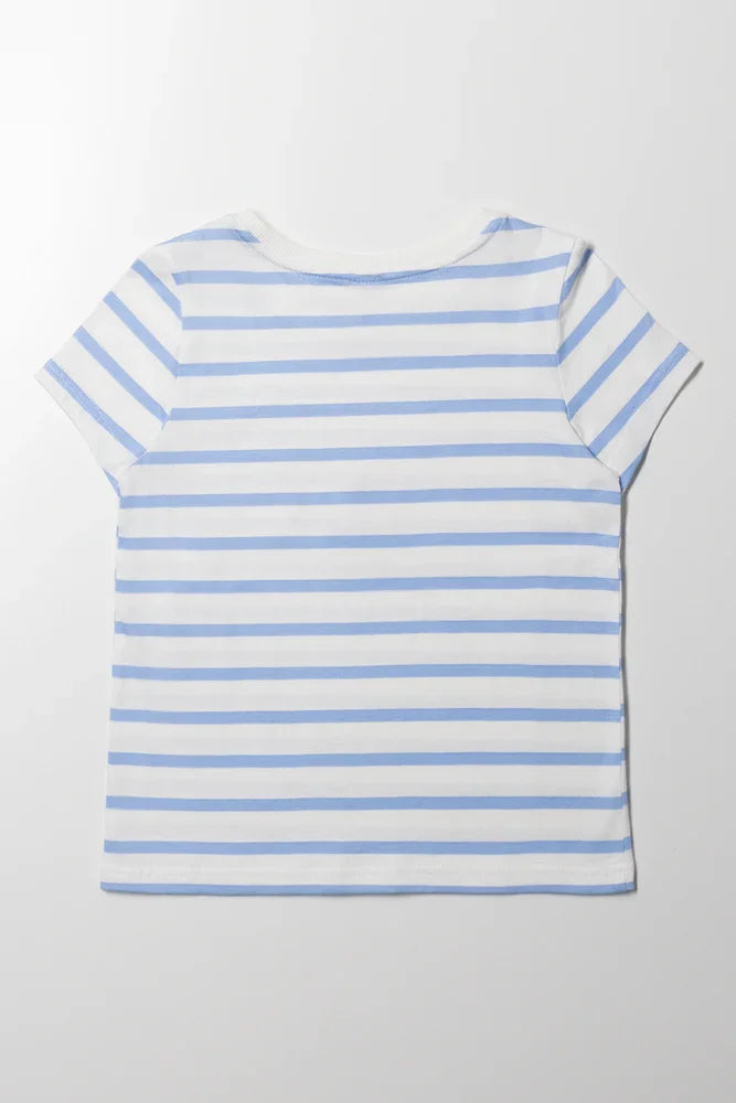 Stripe Short Sleeve T-Shirt Blue And White (2)