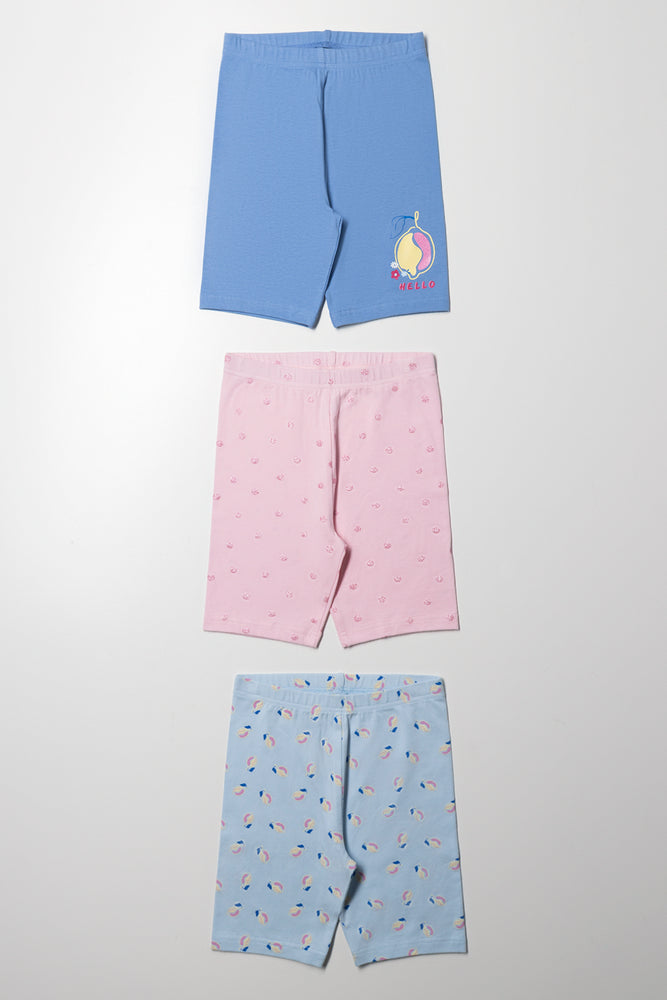 3 Pack Cycle Shorts Blue And Pink
