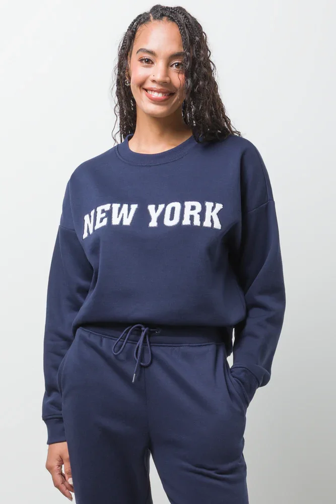 New York Crew Neck Tracktop Navy