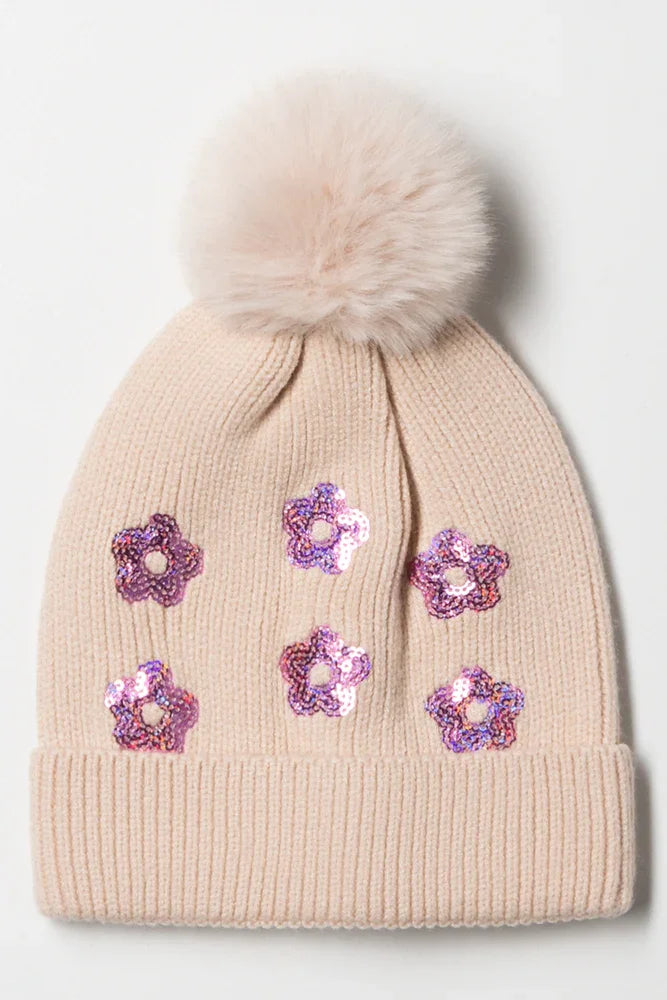 Flower Beanie Peach