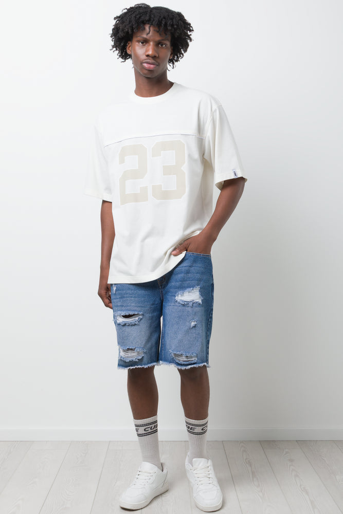 Ripped Denim Shorts Blue