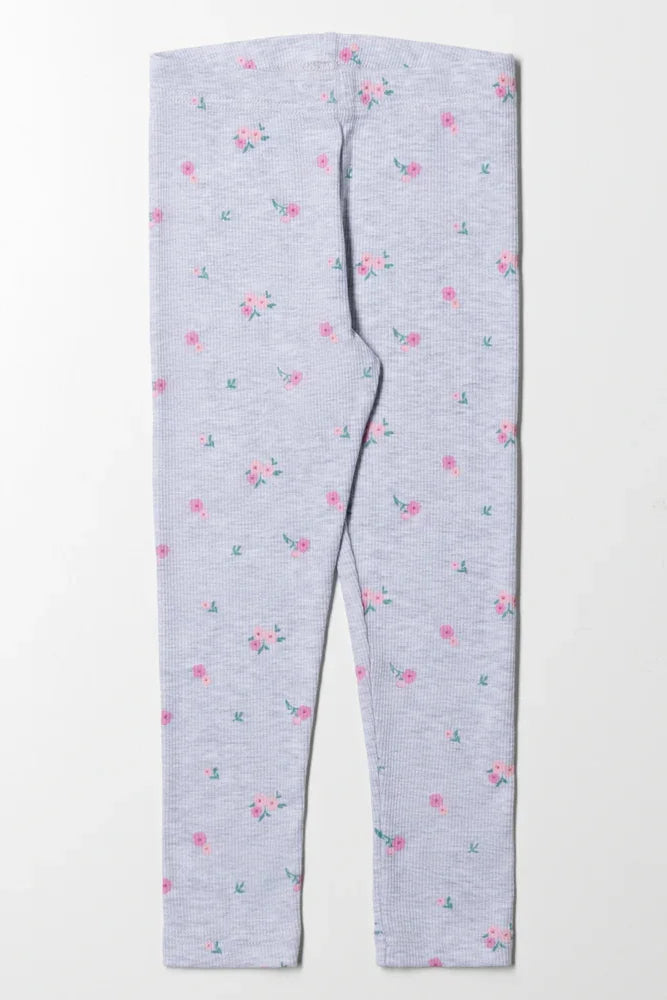 Floral Long Legging Grey