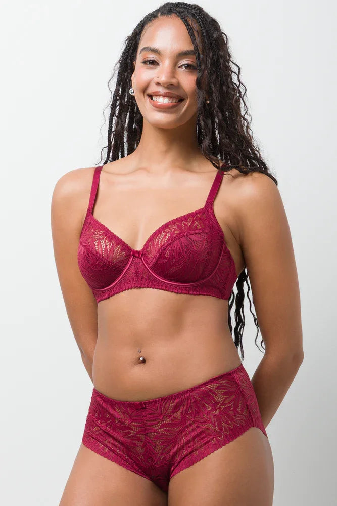 3 Pack Lace Boyleg Burgundy And Natural