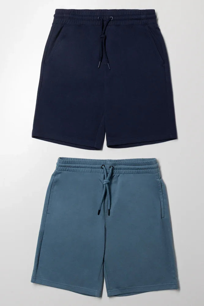2 Pack Knit Shorts Blue
