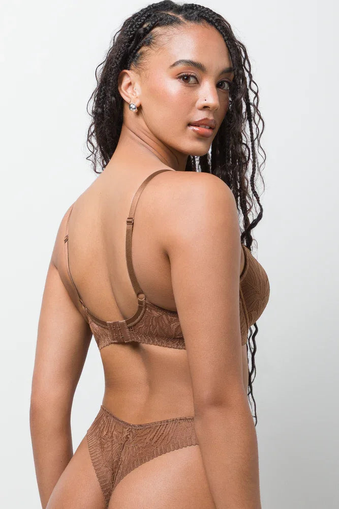 2 Pack Lace Balconette Bra Brown And Natural (3)