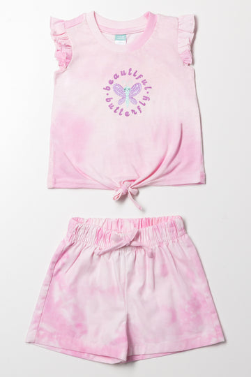 Tie Dye Shorts Set Pink