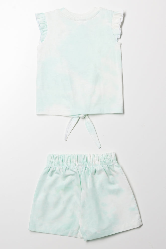 Tie Dye Shorts Set Light Green (3)