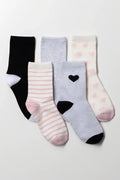 5 Pack Heart Anklet Socks Multi