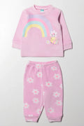 Rainbow Fleece Pyjama Set Pink
