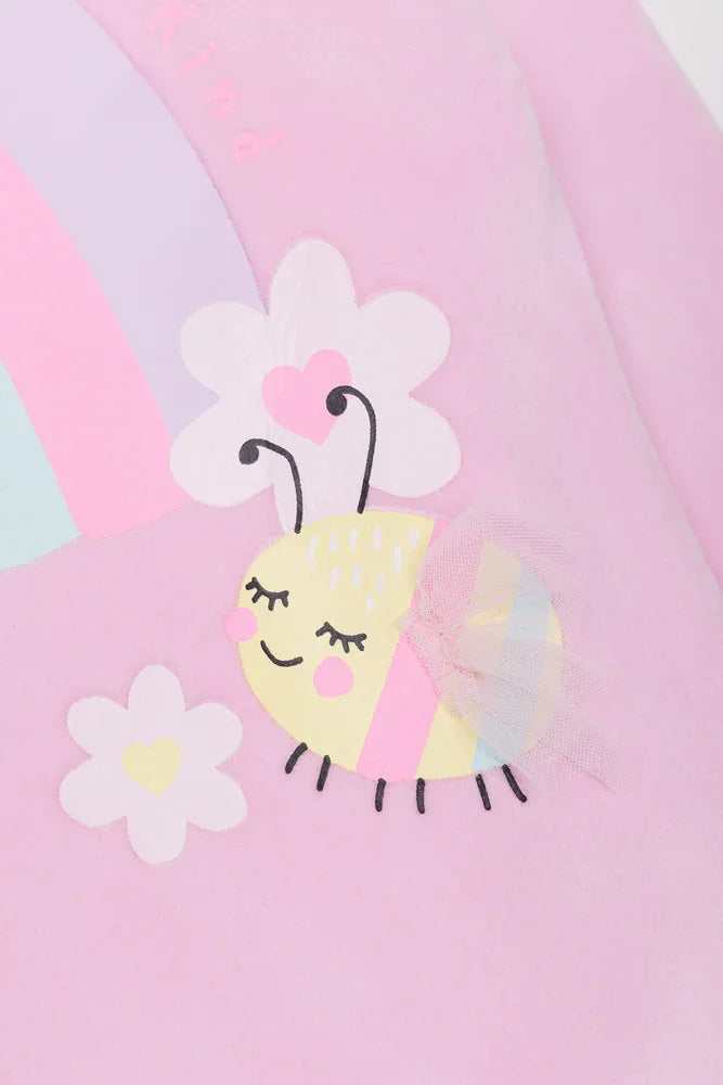Rainbow Fleece Pyjama Set Pink (1)