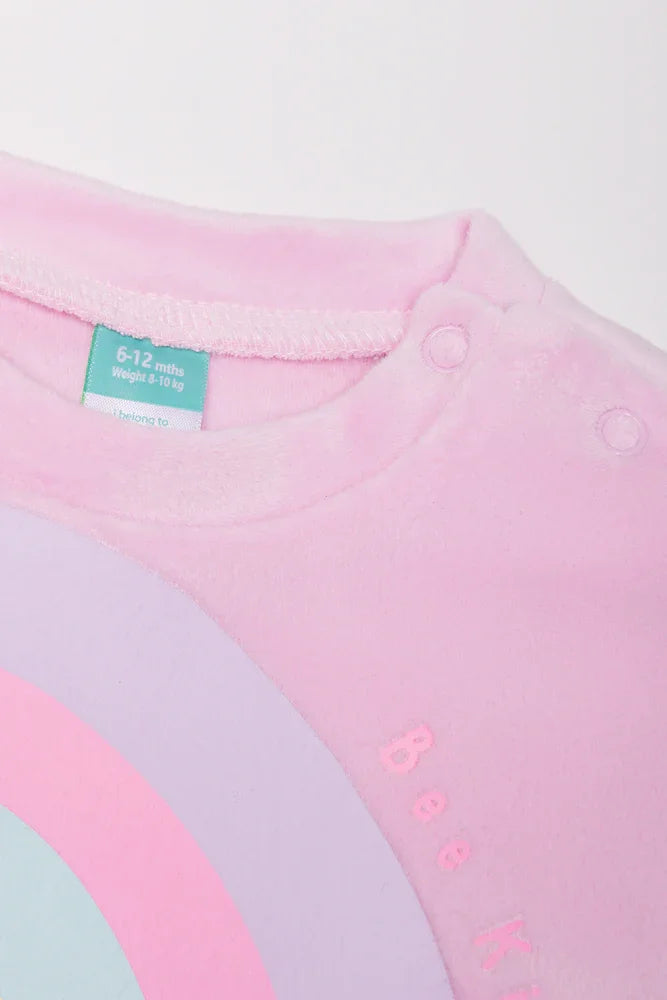 Rainbow Fleece Pyjama Set Pink (2)
