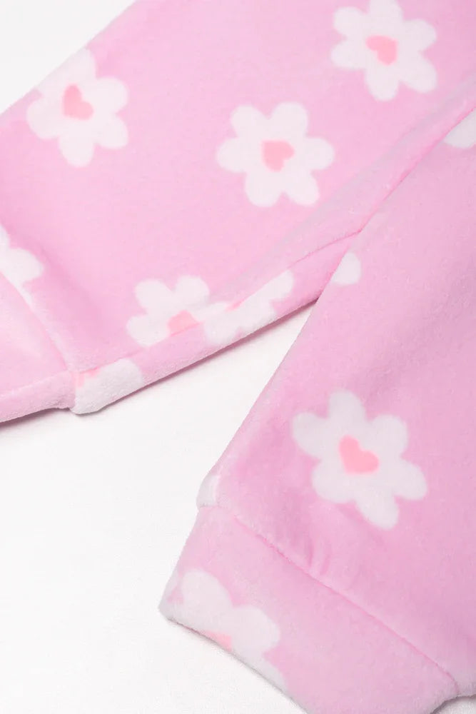Rainbow Fleece Pyjama Set Pink (3)