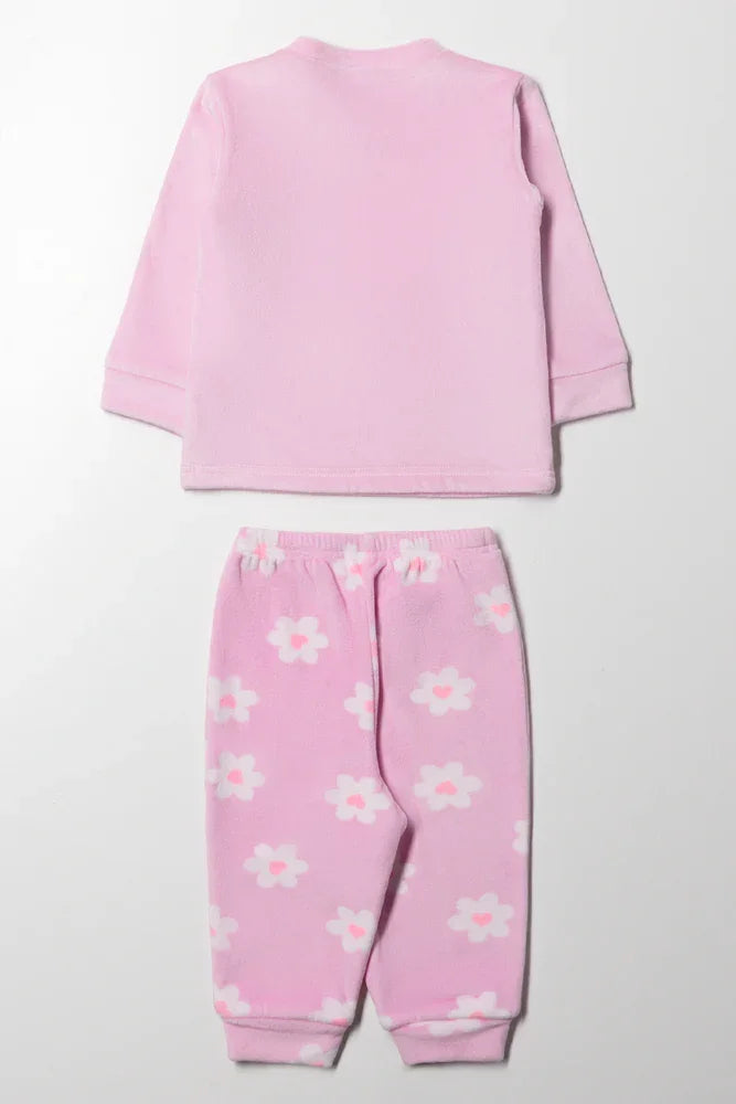 Rainbow Fleece Pyjama Set Pink (4)