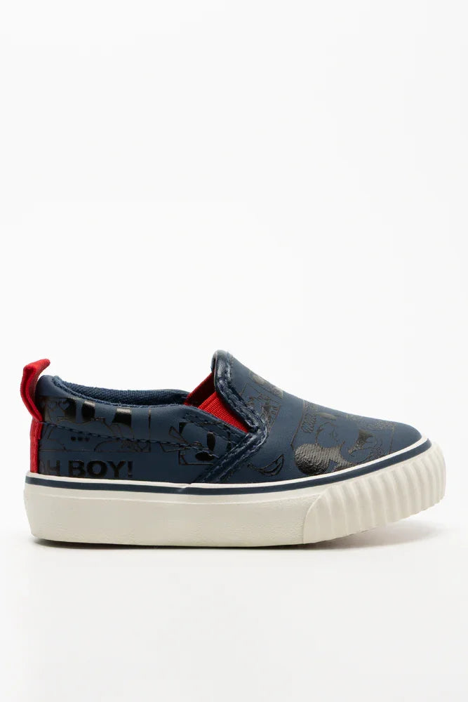 Mickey Mouse Denim Slip On Sneakers Blue