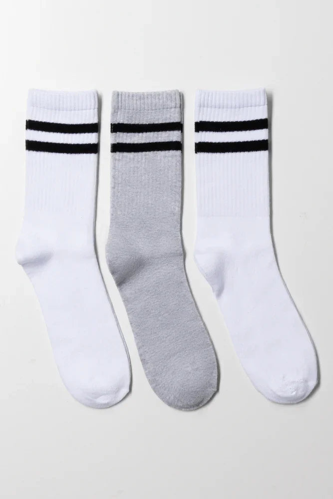 3 Pack Socks White And Grey