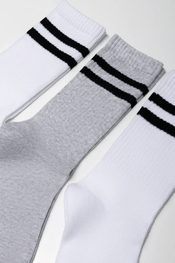 3 Pack Socks White And Grey