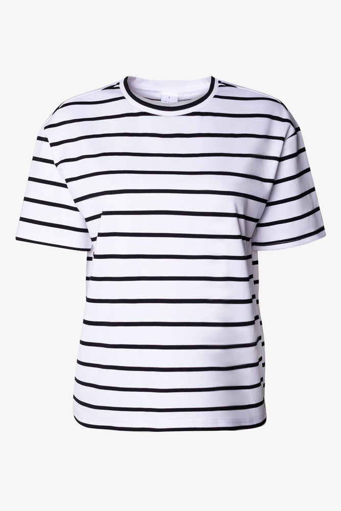 Short Sleeve Oversized Stripe T-Shirt Black
