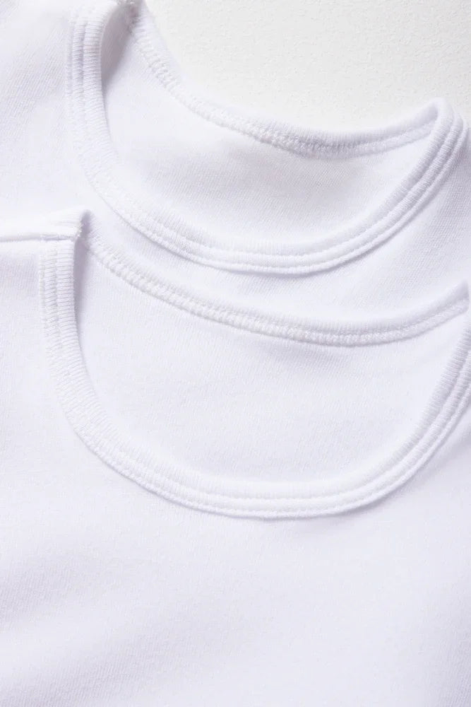 2 Pack Long Sleeve Vests White