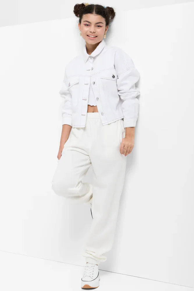 Trackpants with elasticated cuff white alyssum